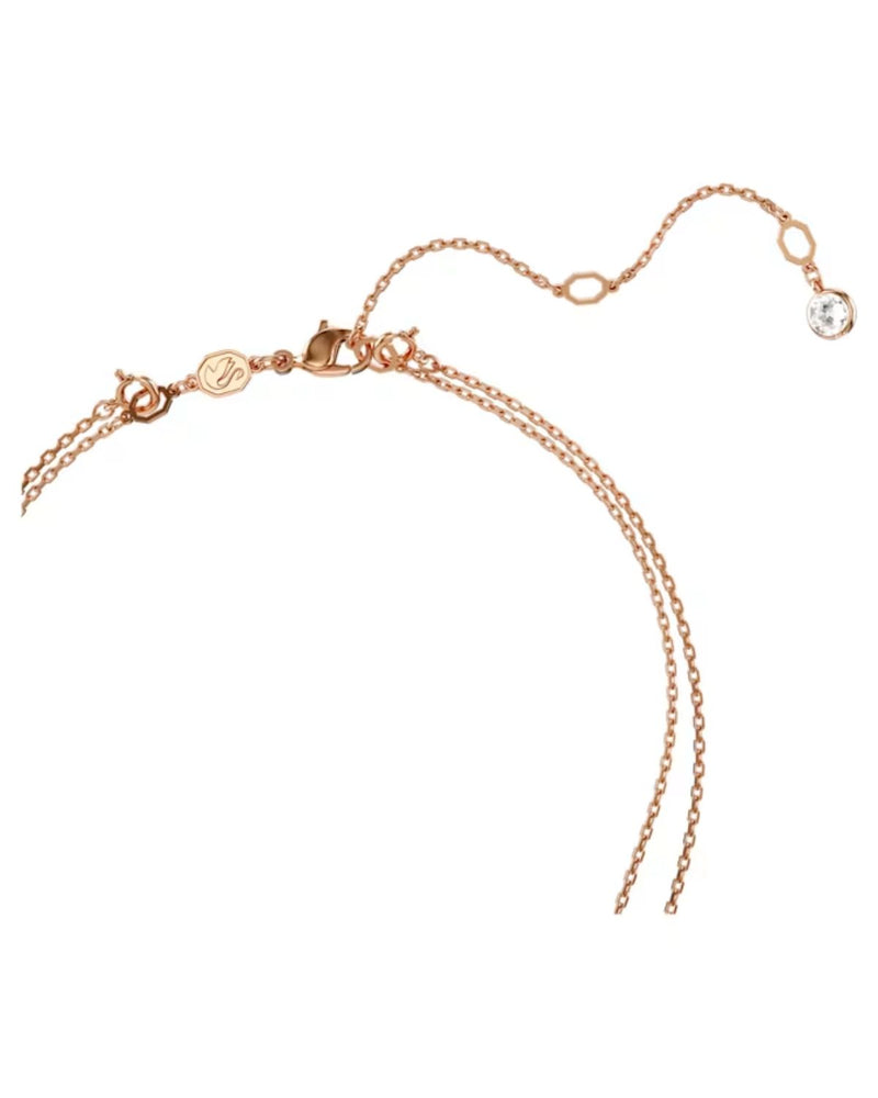 Meteora layered pendant, White, Rose gold-tone plated