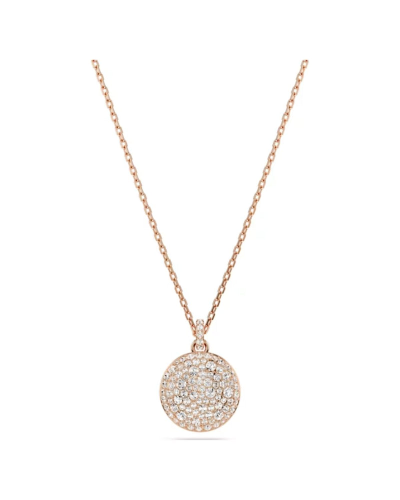 Meteora layered pendant, White, Rose gold-tone plated