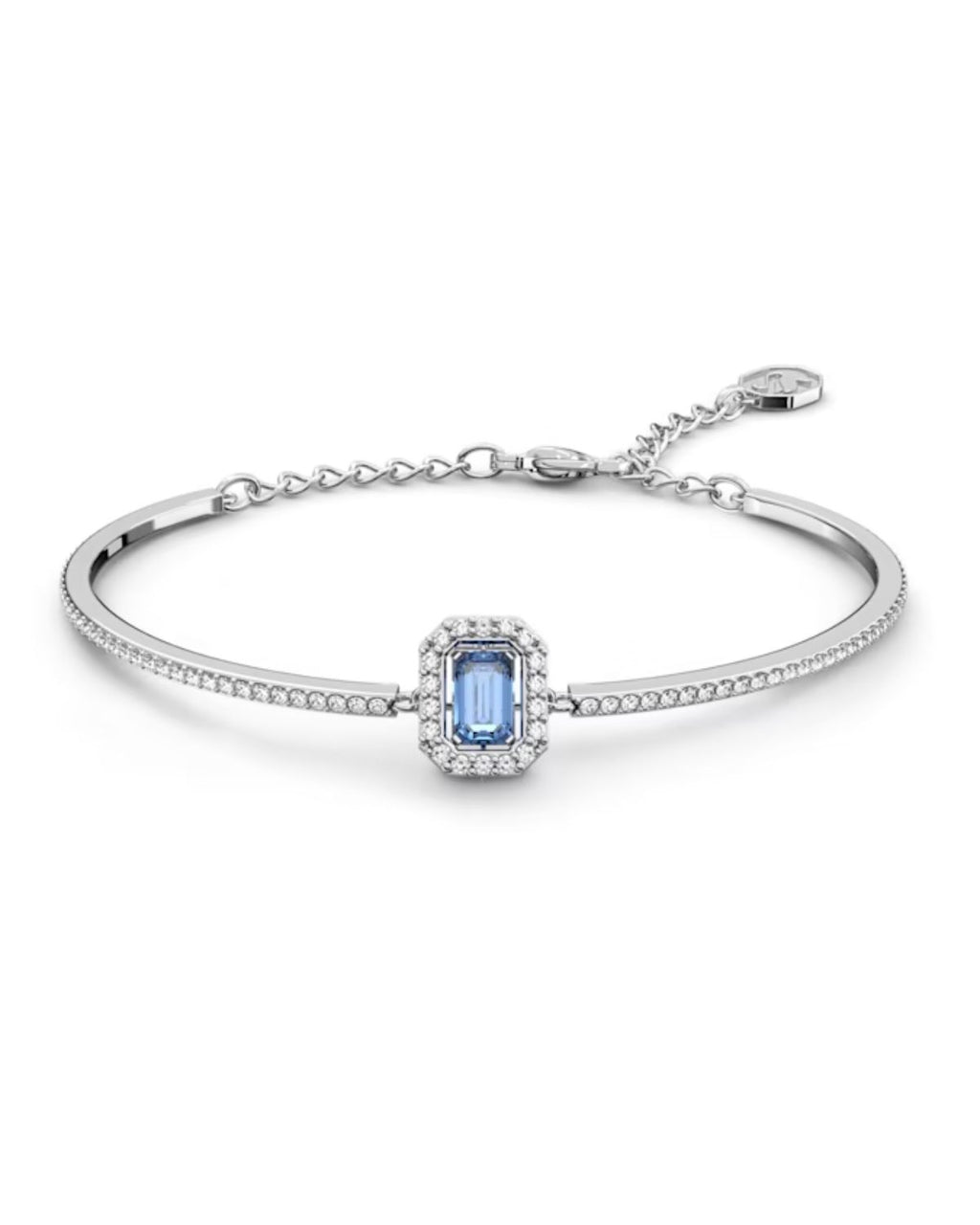 Millenia bangle Octagon cut, Pavé, Blue, Rhodium plated 5620556