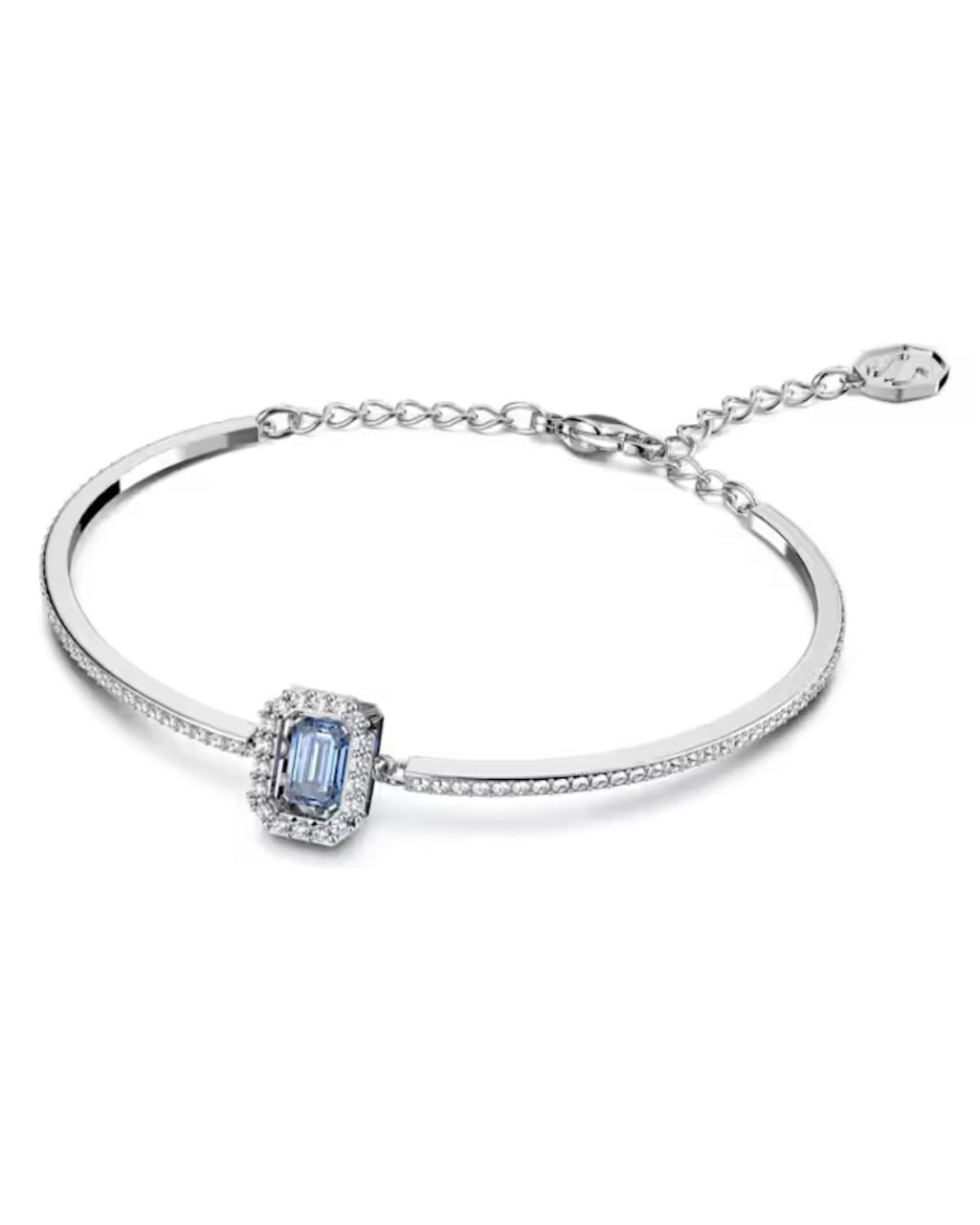 Millenia bangle Octagon cut, Pavé, Blue, Rhodium plated 5620556