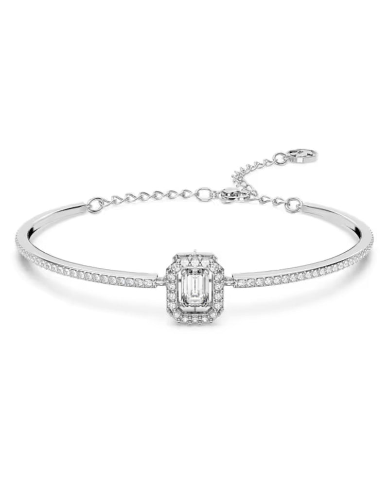 Millenia bangle, Octagon cut, PavÃ©, White, Rhodium plated