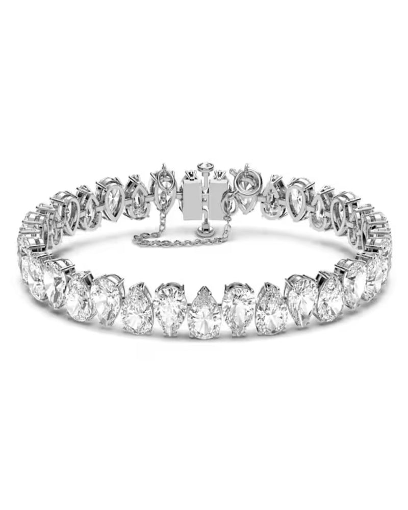 Millenia bracelet, Pear cut, White, Rhodium plated