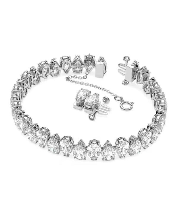 Millenia bracelet, Pear cut, White, Rhodium plated