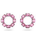 Millenia Pink Octagon Cut Hoop Earrings Rhodium Plated  5614296