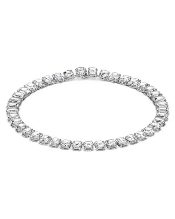 Millenia necklace, Octagon cut, White, Rhodium plated