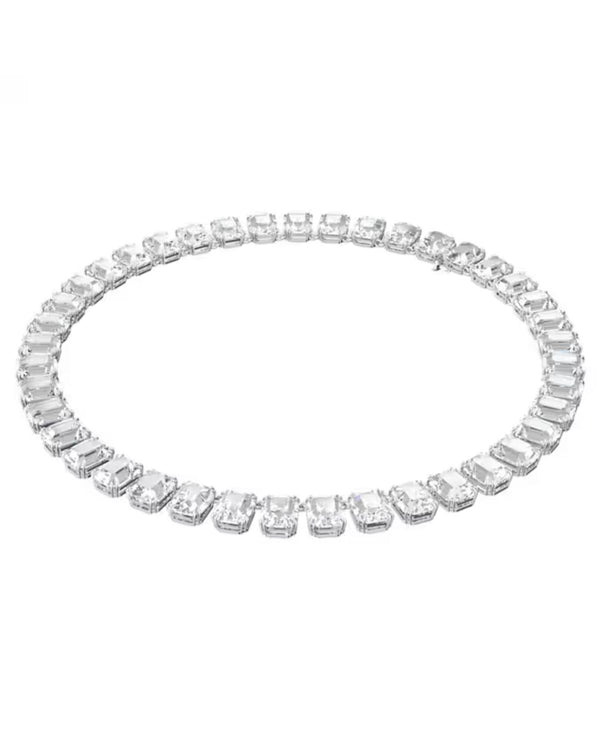 Millenia necklace, Octagon cut, White, Rhodium plated