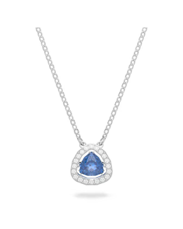 Millenia necklace, Trilliant cut, Blue, Rhodium plated