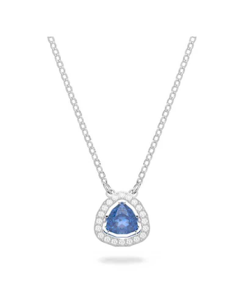 Millenia necklace, Trilliant cut, Blue, Rhodium plated