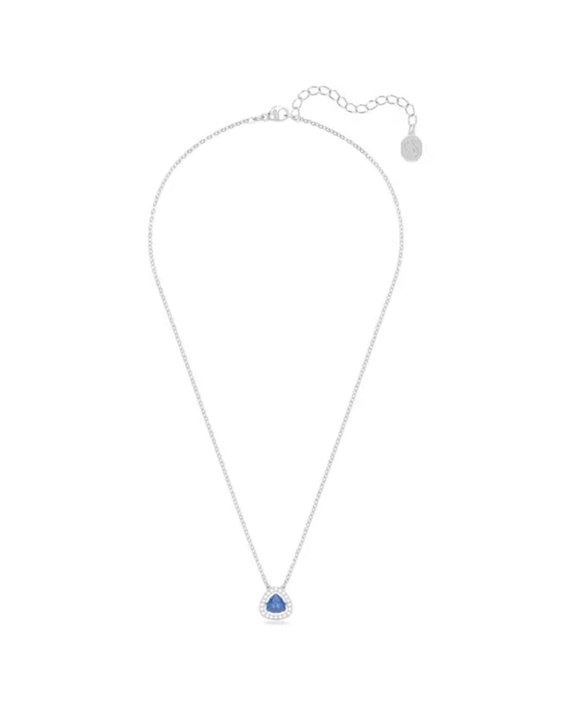 Millenia necklace, Trilliant cut, Blue, Rhodium plated