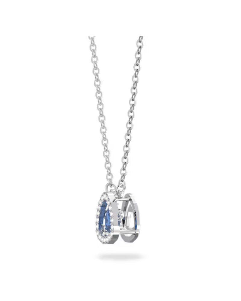 Millenia necklace, Trilliant cut, Blue, Rhodium plated