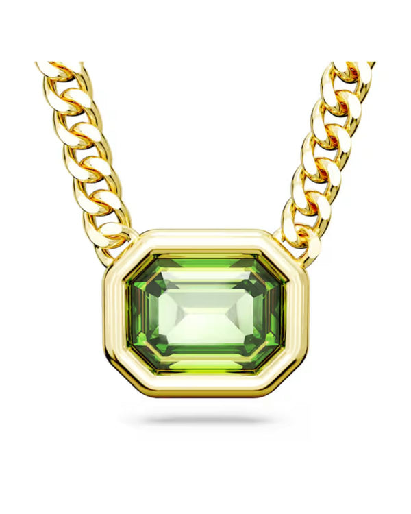 Millenia pendant, Octagon cut, Green, Gold-tone plated