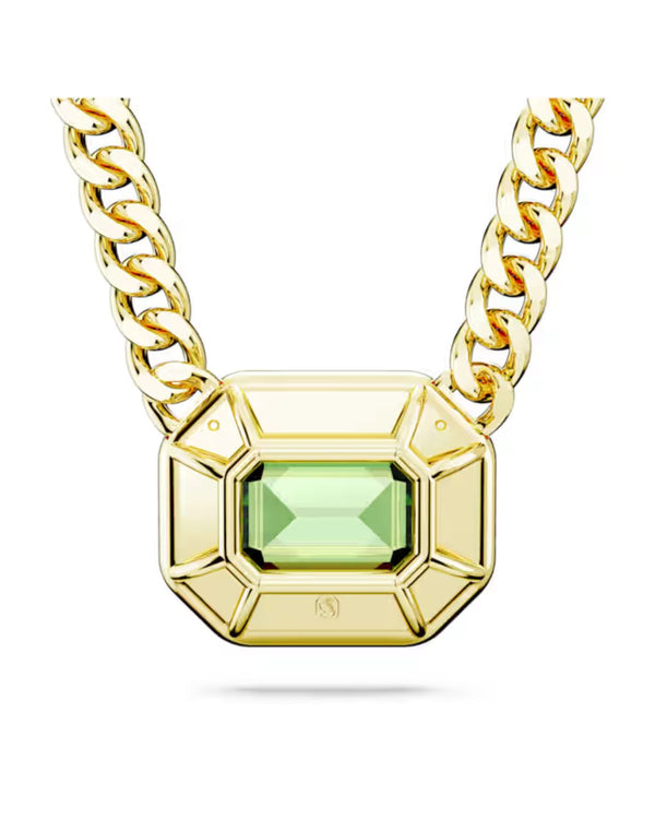 Millenia pendant, Octagon cut, Green, Gold-tone plated