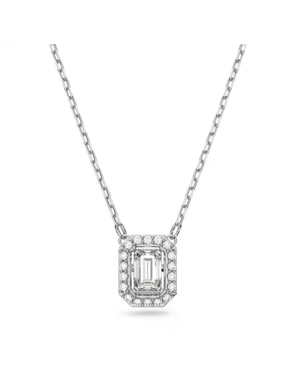 Millenia pendant, Octagon cut, White, Rhodium plated