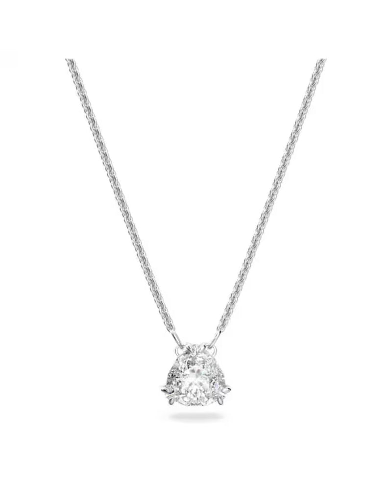 Millenia pendant, Trilliant cut, White, Rhodium plated