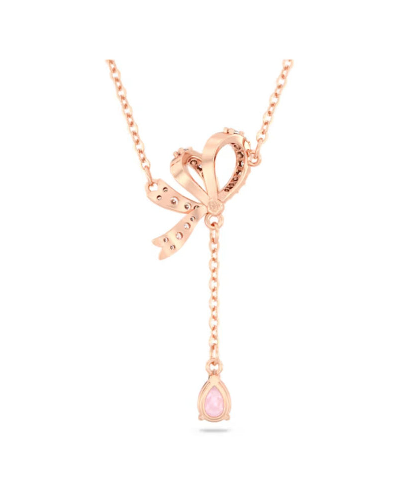 Volta Y pendant, Bow, Pink, Rose gold-tone plated