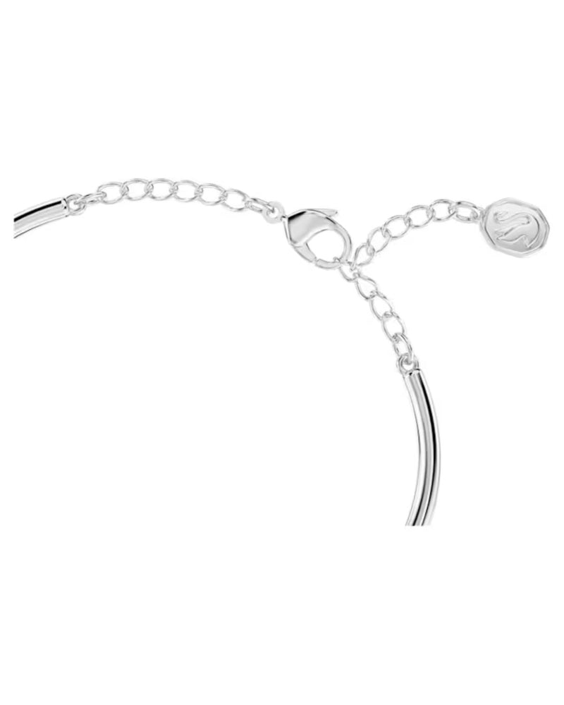 Volta bangle, Bow, White, Rhodium plated