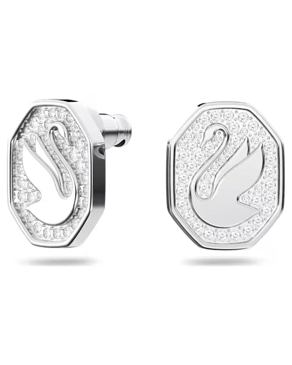 Signum Rhodium Plated Swan Stud Earrings 5621097