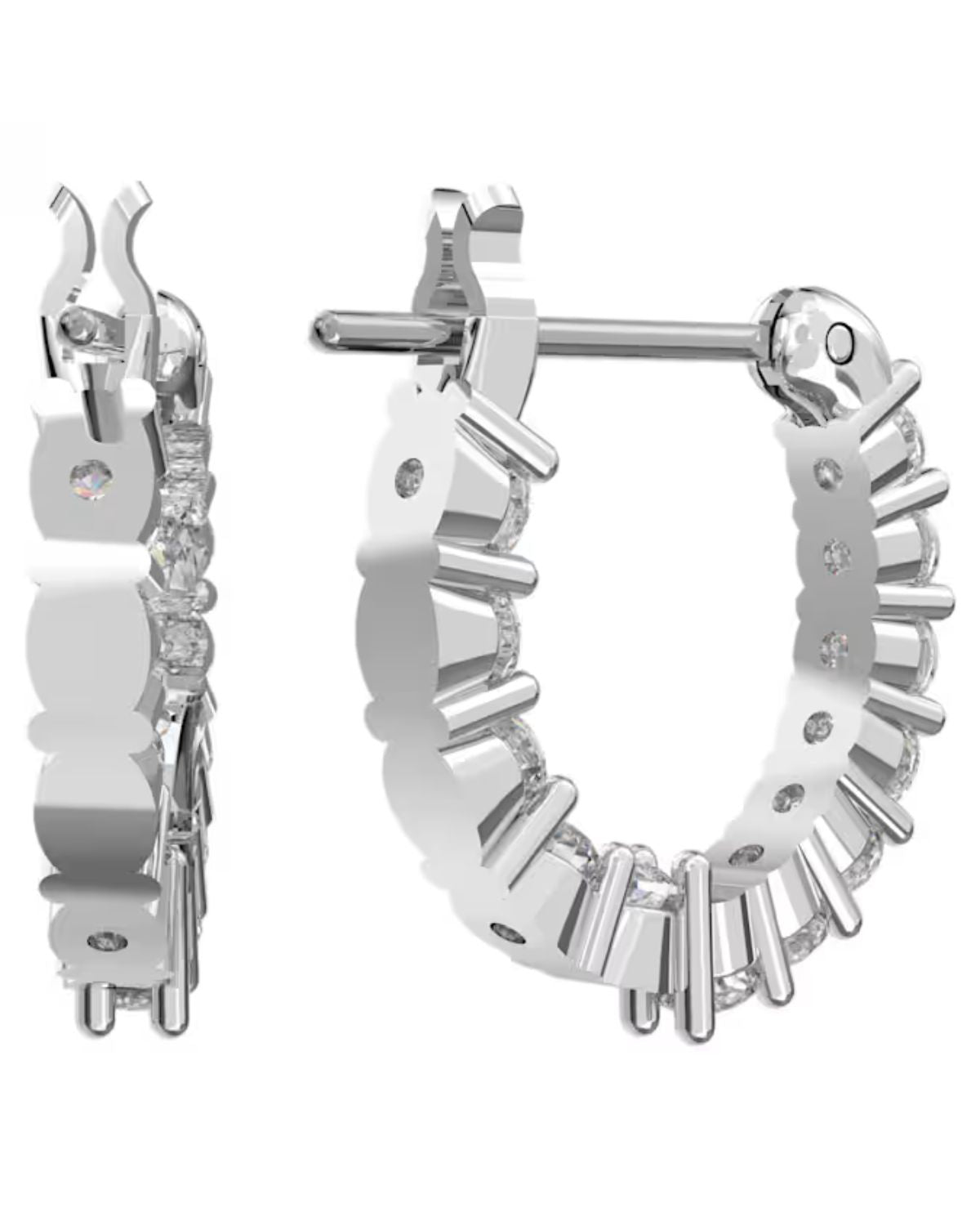 Matrix Vittore hoop earrings Round cut, White, Rhodium plated 5562126
