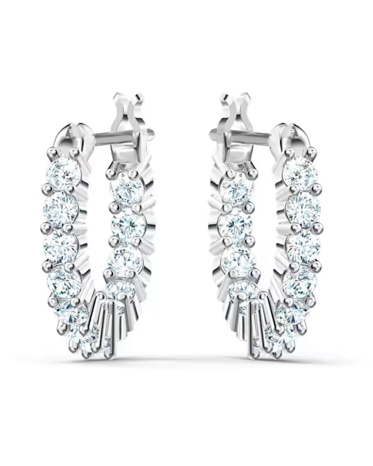 Matrix Vittore hoop earrings Round cut, White, Rhodium plated 5562126
