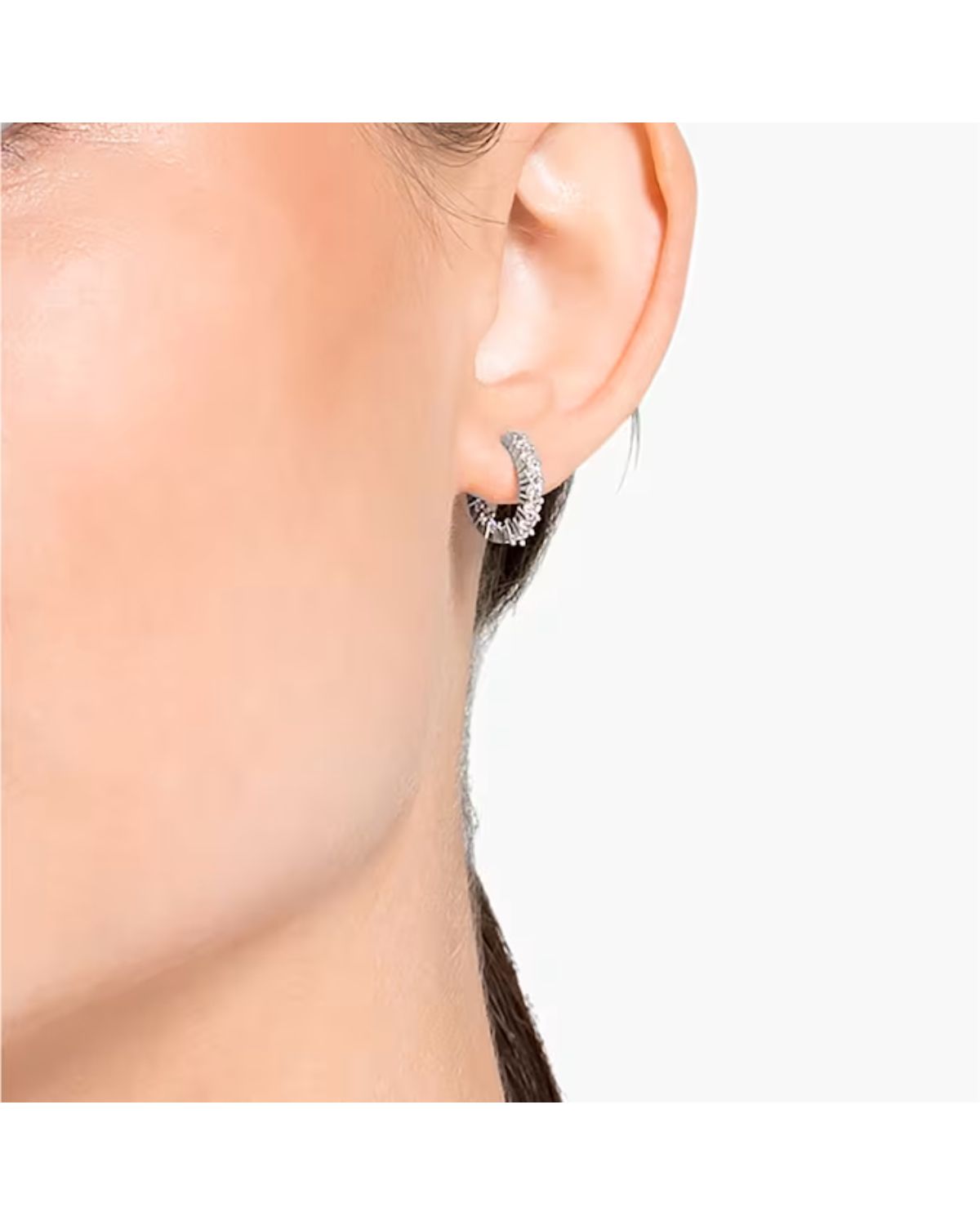 Matrix Vittore hoop earrings Round cut, White, Rhodium plated 5562126