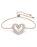 Una Swan Heart Rose Tone Crystal Bracelet 5628658
