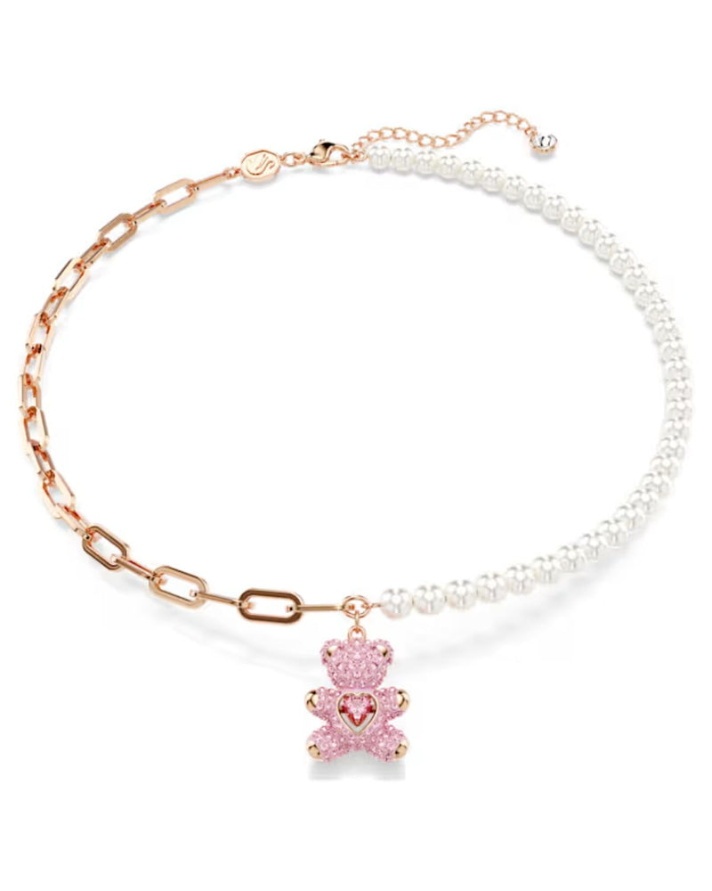 Teddy pendant, Bear, Pink, Rose gold-tone plated