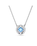 Una necklace Round cut, Blue, Rhodium plated 5279425