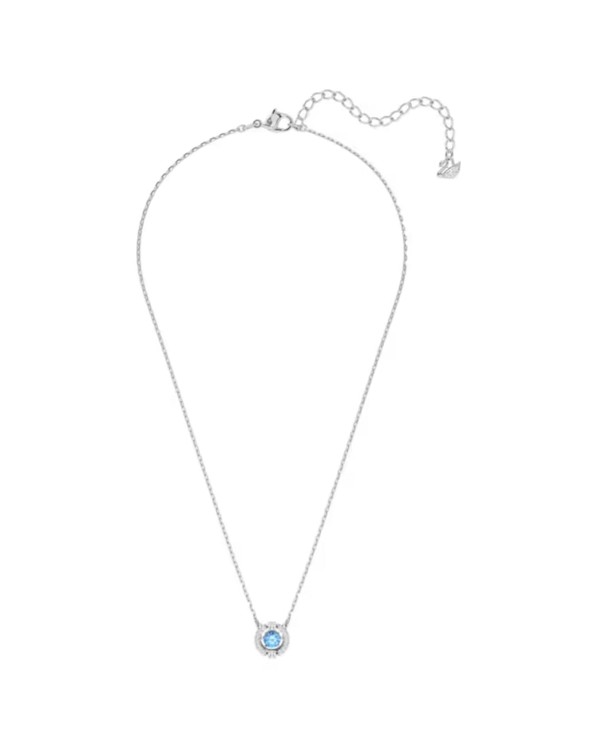 Una necklace Round cut, Blue, Rhodium plated 5279425