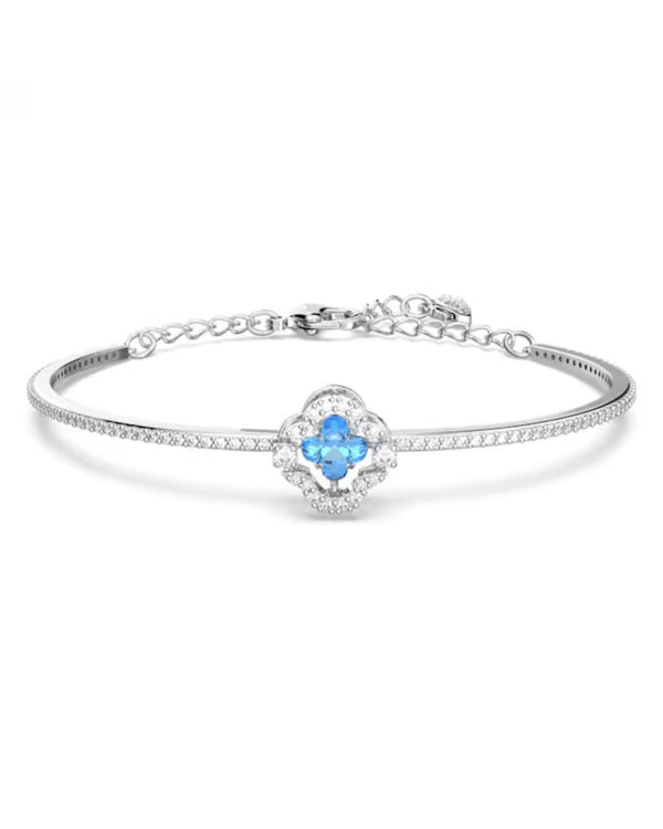 Swarovski Sparkling Dance bangle, Clover, Blue, Rhodium plated