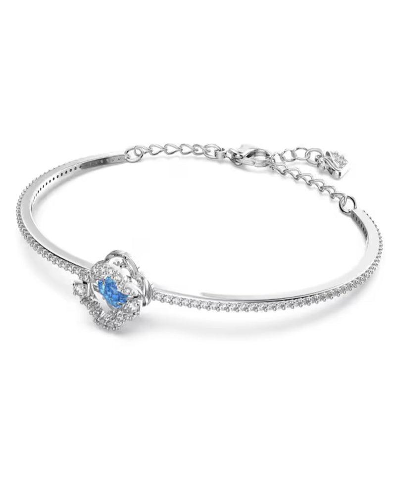 Swarovski Sparkling Dance bangle, Clover, Blue, Rhodium plated