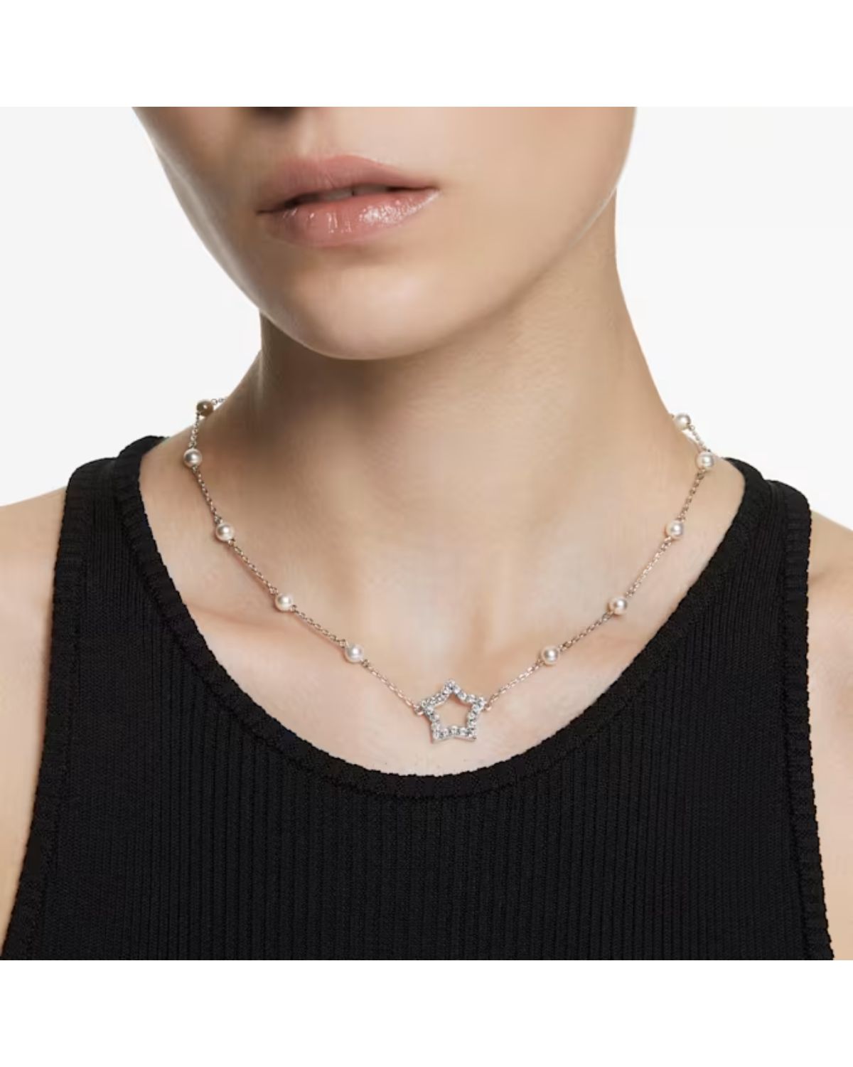 Stella Pearl & Crystal Open Star Necklace 5645379