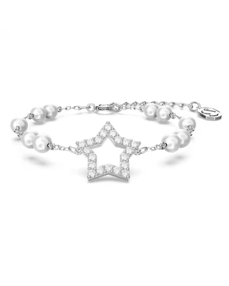 Stella bracelet, PavÃ©, Star, White, Rhodium plated