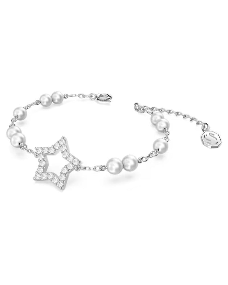 Stella bracelet, PavÃ©, Star, White, Rhodium plated