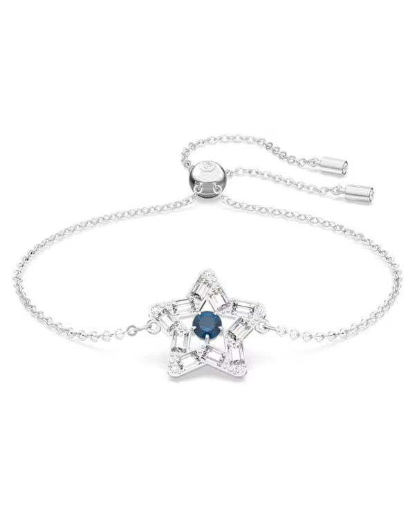 Stella bracelet, Mixed cuts, Star, Blue, Rhodium plated