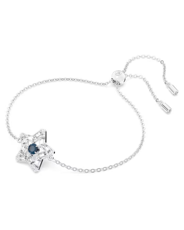 Stella bracelet, Mixed cuts, Star, Blue, Rhodium plated