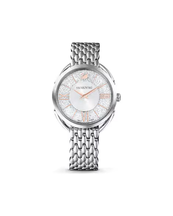 Crystalline Glam watch, Swiss Made, Metal bracelet, Silver tone, Stainless steel