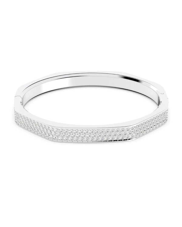 Dextera bangle, Octagon shape, White, Rhodium plated