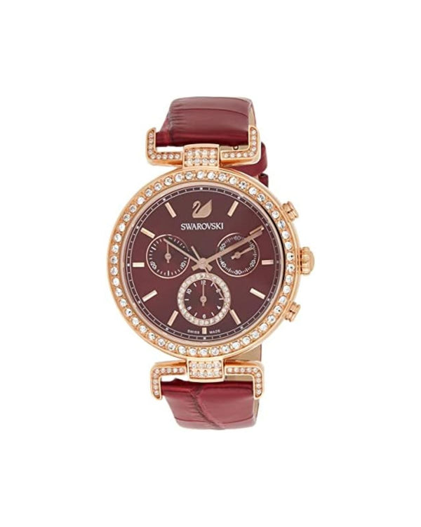 Era Journey watch, Swiss Made, Leather strap, Red, Rose gold-tone finish