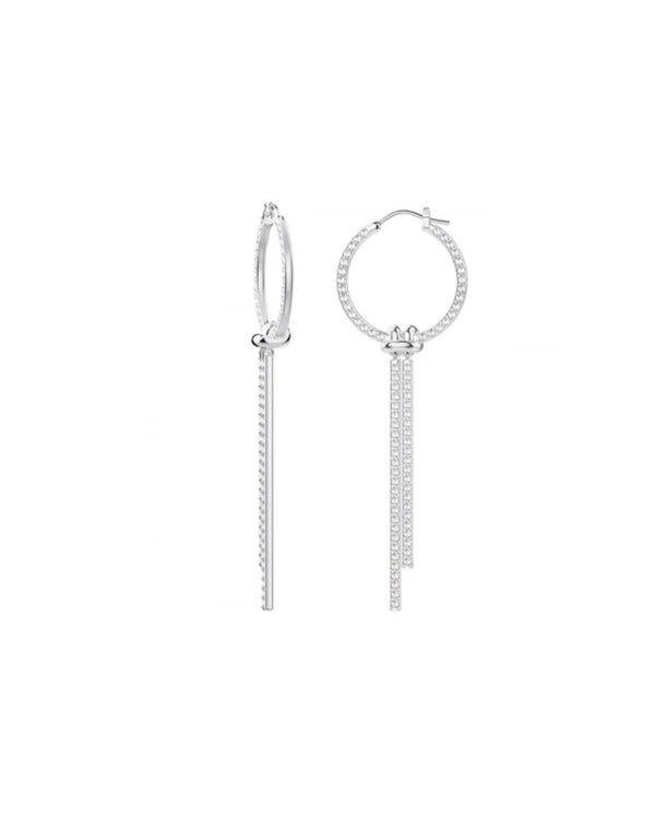 Lifelong Hoop Pierced Earrings, White, Rhodium plated