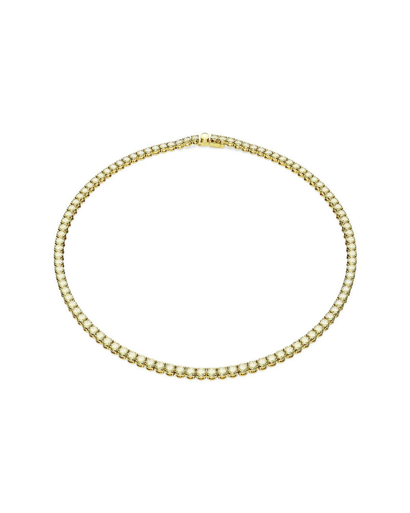 Matrix Tennis necklace, Round cut, Small, White, Gold-tone plated