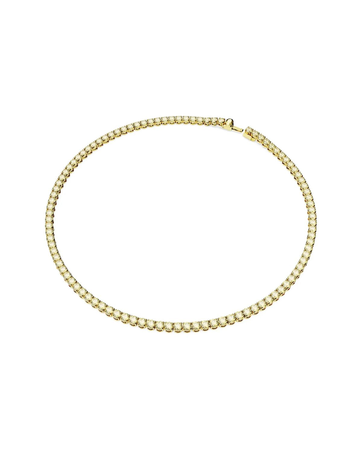 Matrix Tennis necklace Round cut, Yellow, Gold-tone plated 5661191