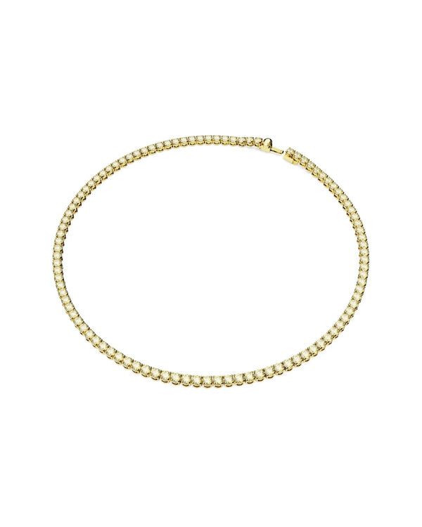 Matrix Tennis necklace, Round cut, Small, Yellow, Gold-tone plated