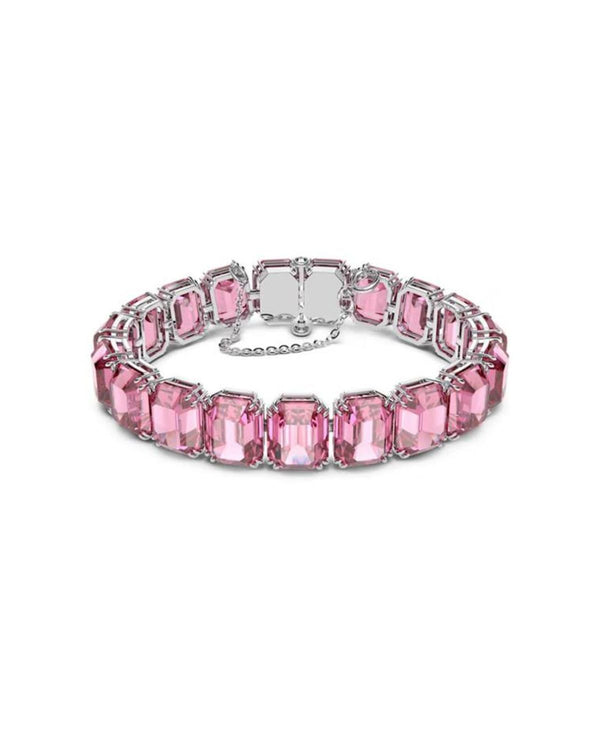 Millenia bracelet, Octagon cut, Pink, Rhodium plated