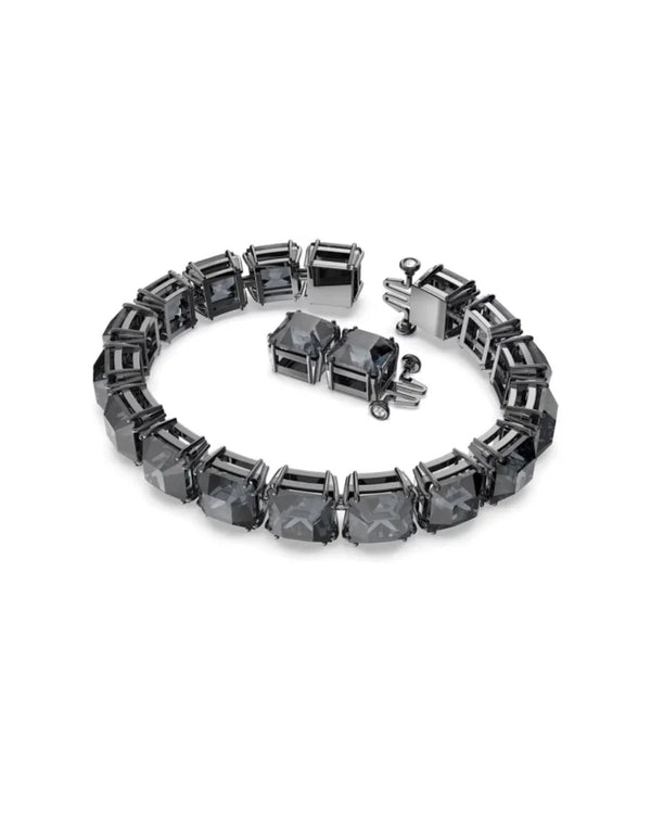 Millenia bracelet, Square cut, Small, Gray, Ruthenium plated