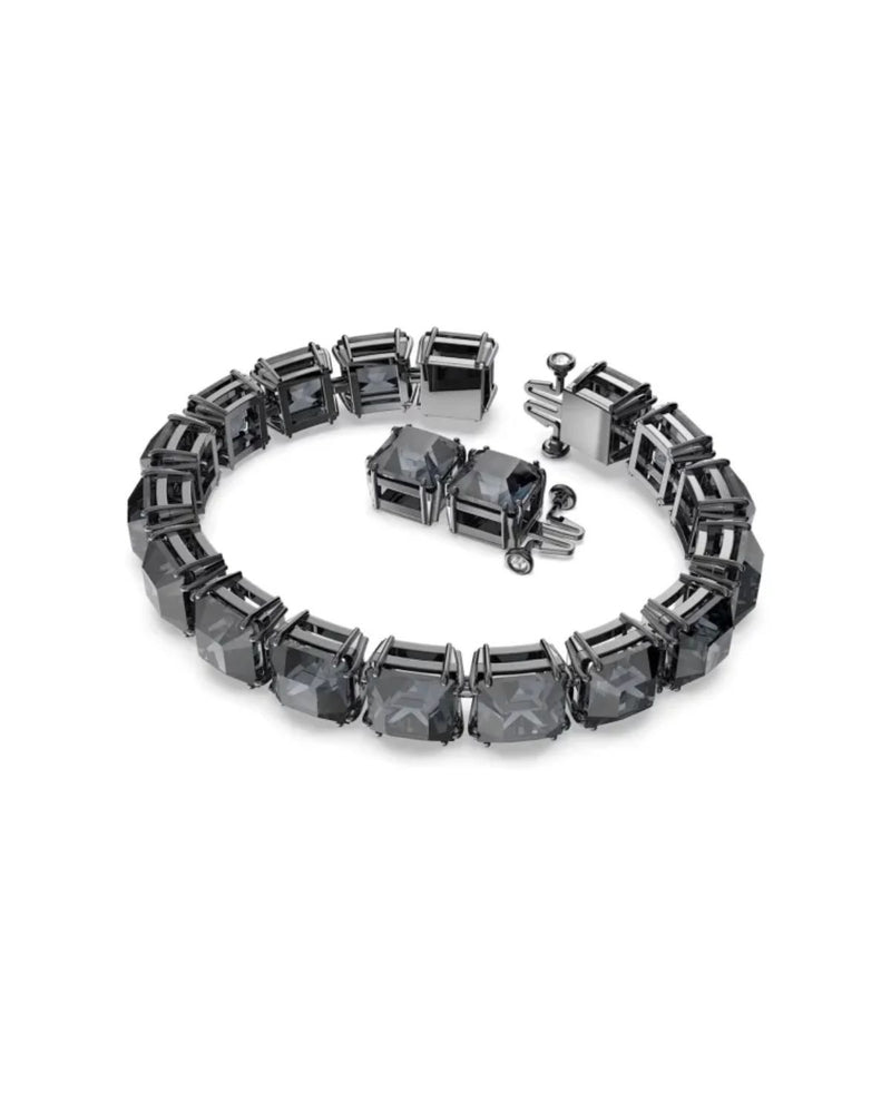 Millenia bracelet, Square cut, Small, Gray, Ruthenium plated