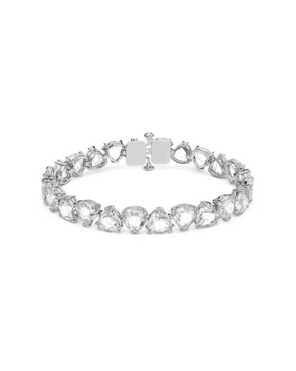 Millenia bracelet, Trilliant cut, White, Rhodium plated