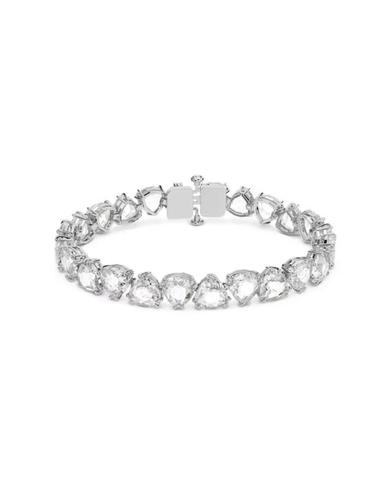 Millenia bracelet, Trilliant cut, White, Rhodium plated