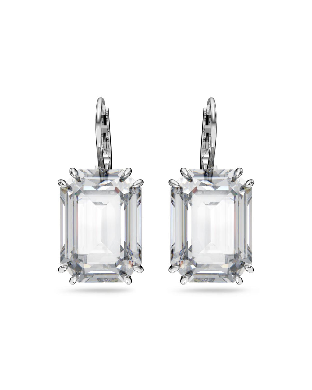 Millenia drop earrings Octagon cut, White, Rhodium plated 5636569