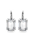 Millenia drop earrings Octagon cut, White, Rhodium plated 5636569