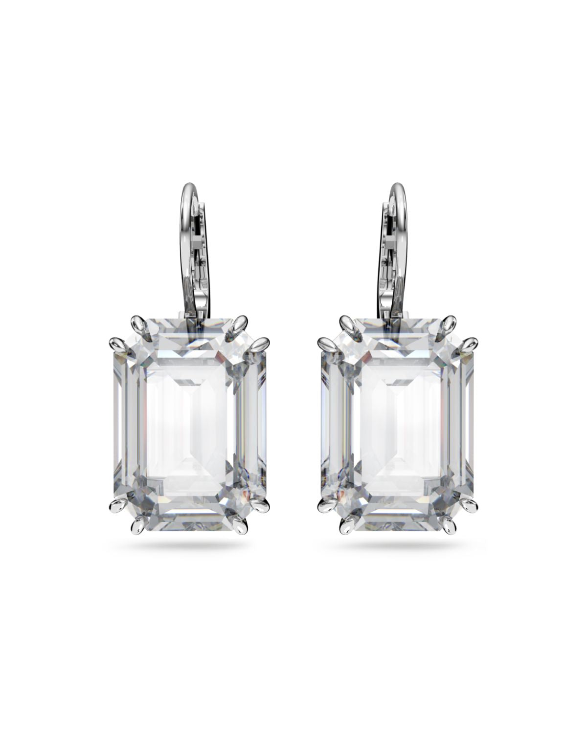Millenia drop earrings Octagon cut, White, Rhodium plated 5636569
